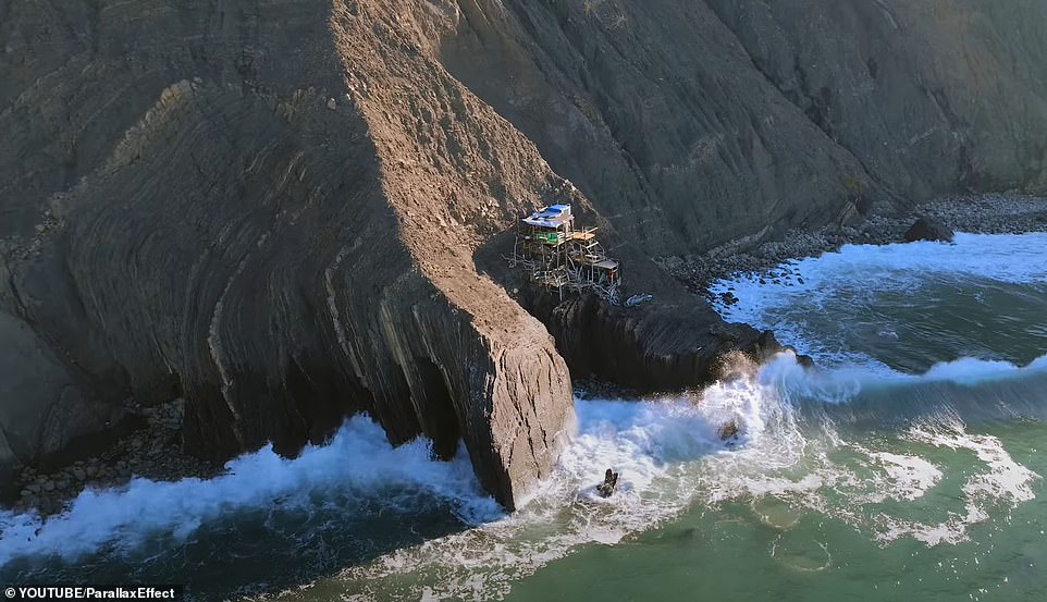 The dilapidated three-story building was first spotted by a drone in December 2022 on a treacherous cliff at Devil's Slide, near Pacifica.