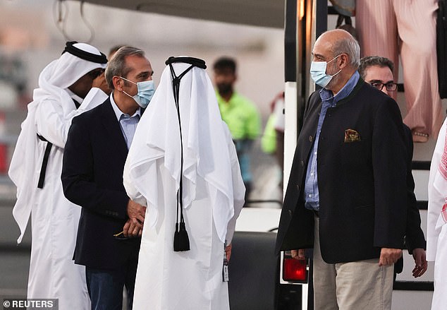 Siamak Namazi, Morad Tahbaz and Emad Shargi, who were released in a prisoner swap deal between the US and Iran, arrive at Doha International Airport, Qatar on September 18, 2023