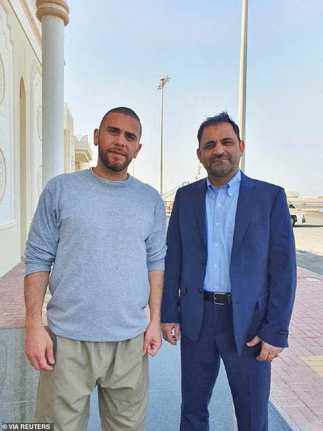 Iranian prisoner exchanges Reza Sarhang Pour and Mehrdad Moein Ansari at Doha Airport in Doha, Qatar, September 18, 2023