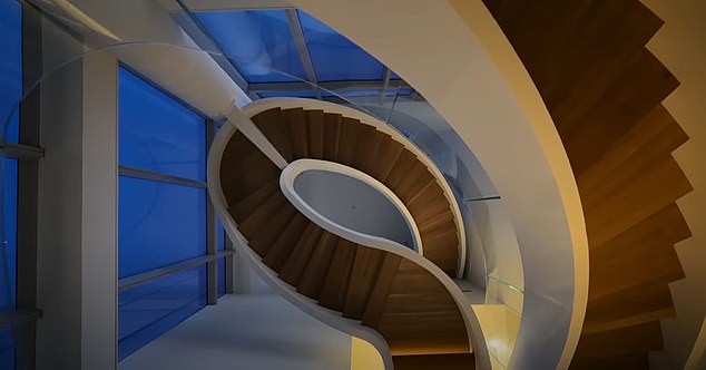 One of the most impressive features is the spiral staircase