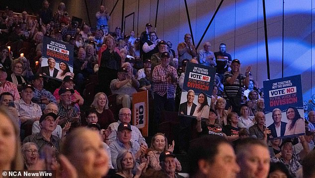 Senator Price called the Voice referendum the 'biggest gaslighting event our country has ever seen' (photo: the crowd at the Adelaide Convention Center)