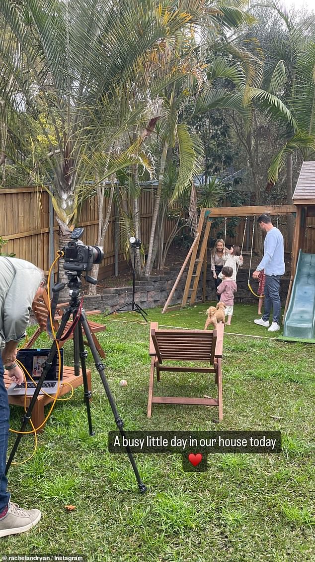 The Block fan favorites took to Instagram last month to post photos of a crew filming the couple with their young family (pictured)