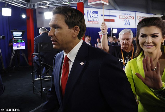 Ron and Casey DeSantis at the first Republican presidential primary debate - the two often appear together on the campaign trail