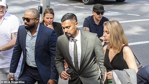 The international cricket star arrived at the court with his supporters on Tuesday