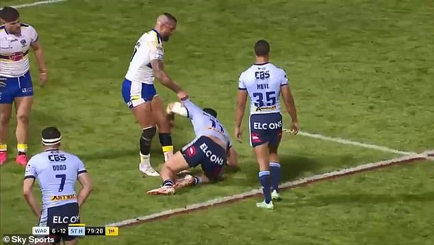 Footy fans are baffled by the fact Vaughan could be handed a six-week ban for pulling an opponent's jersey (pictured)