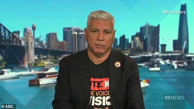 Kenny said Warren Mundine (pictured) 'should appear in ads for the Yes campaign because he has revealed that two of the No campaign's big fears are just appearances'