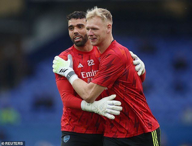 It comes as the Gunners boss raised questions over his decision to drop Aaron Ramsdale (right) for new signing David Raya (left)