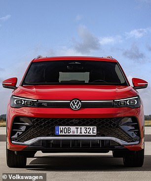 The front of the Tiguan features the matrix LED headlights from the electric ID series