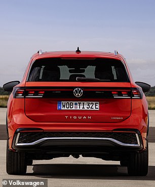 The taillight cluster takes up the entire trunk panel and is similar to the smaller T-Cross SUV