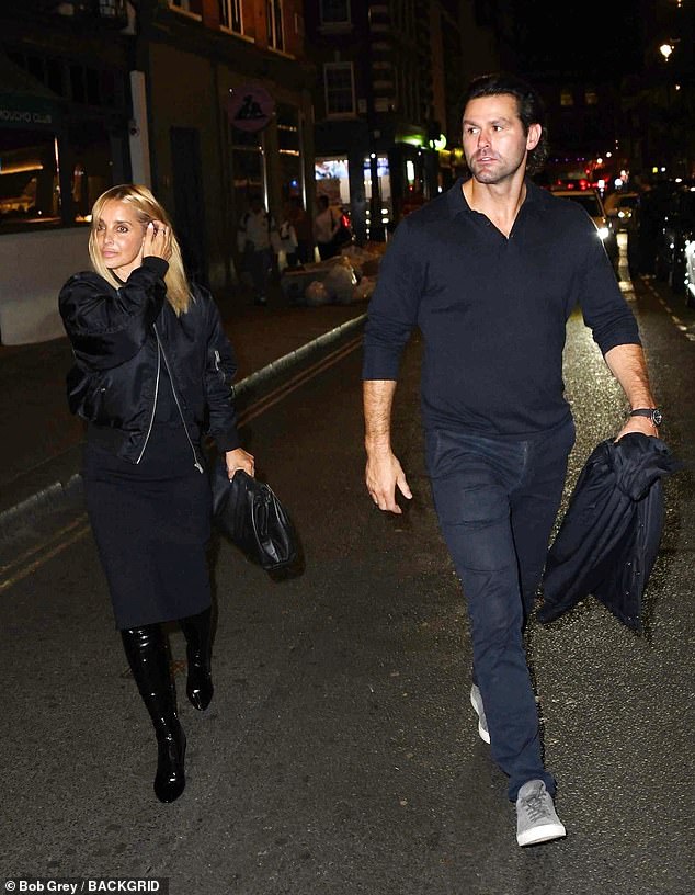 Couple: The pop star, single following her 2017 divorce from ex-footballer Jamie Redknapp, was joined by Drew as they left the Groucho Club