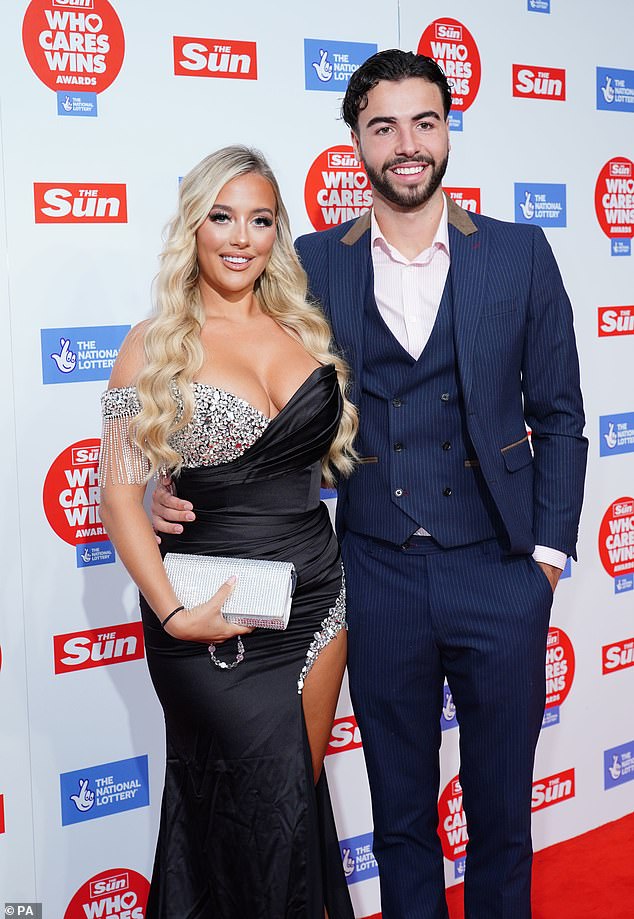 Happy couple: Jess beamed in snaps as she posed with her other half, Sammy Root, after the two found love on this summer's series of hit ITV dating show Love Island