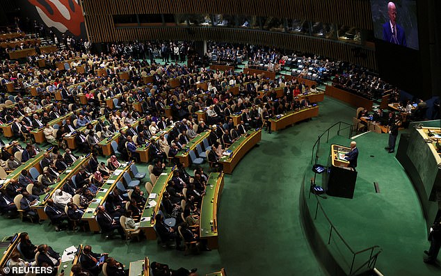 President Joe Biden drew a nearly full house when he addressed the United Nations General Assembly on Tuesday, despite former President Donald Trump saying otherwise.