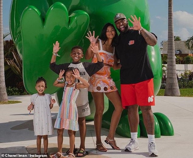 Blended family: Chanel is the mother of daughters Cali, four, and Cassie, three, from her marriage to New York Giants player Sterling Shepard, 30, while Davon has a son Davon II, eight.