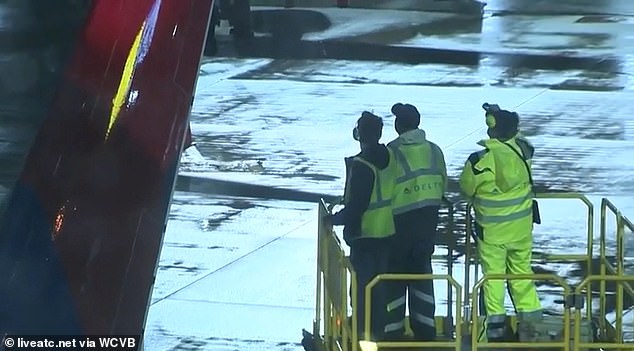 Airport crew inspected the plane at Terminal A, but planes are designed to handle the impact and the Delta plane did not appear to be damaged.