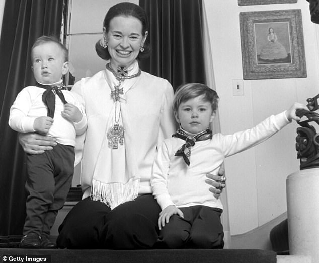 Anderson (left) is a descendant of the illustrious Vanderbilt family through his late mother, Gloria (center).  He is also pictured here with his brother Carter (right).  Photographed around 1969