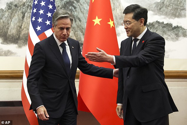 Qin meets with Antony Blinken, the US secretary of state, on June 18, shortly before he is to be removed from office.