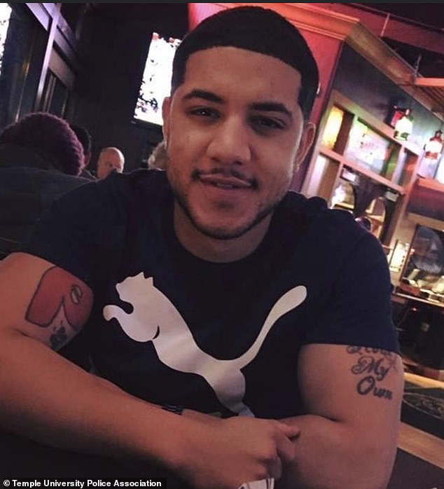 Christopher Fitzgerald, 31, a Temple University police officer, was shot and killed Saturday night, reportedly by Miles Pfeffer, 18, who was arraigned on a series of charges.