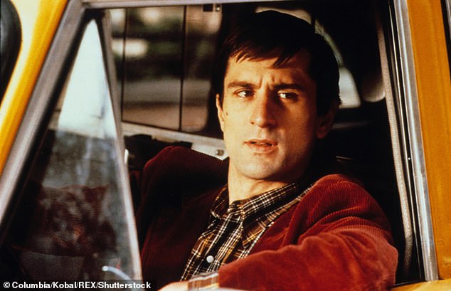 A classic: De Niro would play a version of taxi driver turned obsessive vigilante Travis Bickle.  The 1976 film, directed by Martin Scorsese, is considered one of the greatest of all time.