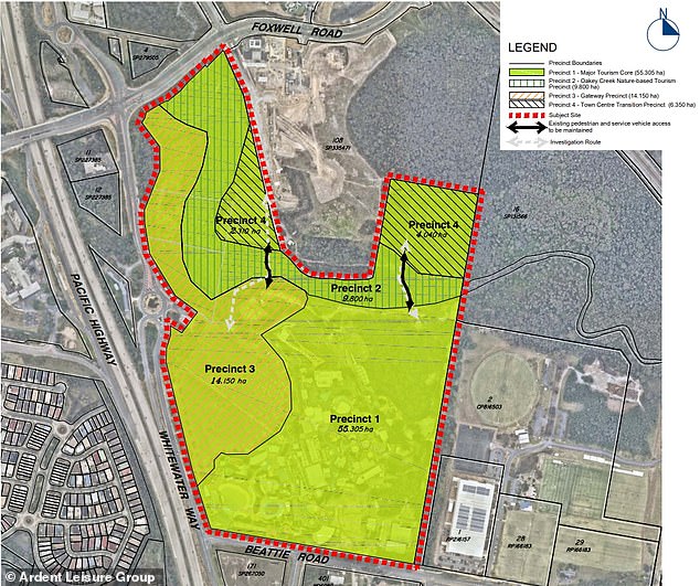 Ardent Leisure Group wants to extend the site to 85 ha which would be divided into four districts