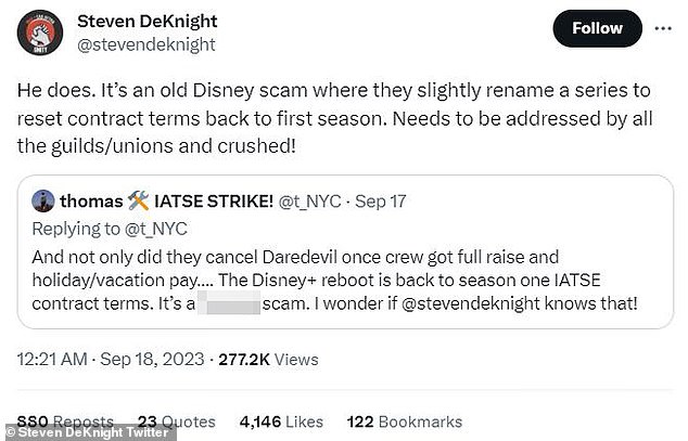 Grip: The original post was part of a thread from a grip named Thomas, who is part of the IATSE union that represents film, television and stage crew workers, in response to HBO's abrupt cancellation from Winning Time after just two seasons.