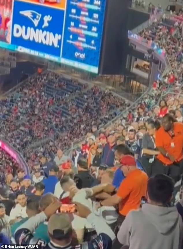 It all happened in the 300-story section of the stadium when something prompted Mooney to run from the aisle to the seats and fight with other fans.