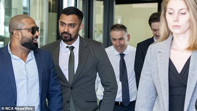 The charge against the cricket star (pictured second from left, outside the field) relates to an incident with a woman in Sydney on November 2 last year.