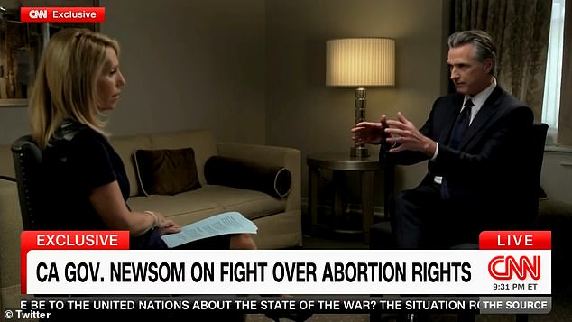 CNN anchor Dana Bash also spoke with Newsom and asked him to comment on Donald Trump's hesitation on abortion rights.