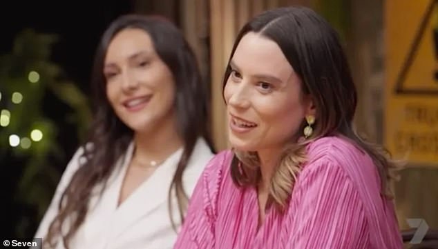 As the contestants gathered around the table, Christian, 34, boldly asked Brigita if she was pregnant.  In the photo: sisters Brigita (right) and Patricija (left)