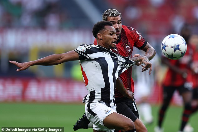 Murphy had been the surprise inclusion in Newcastle's starting XI against AC Milan