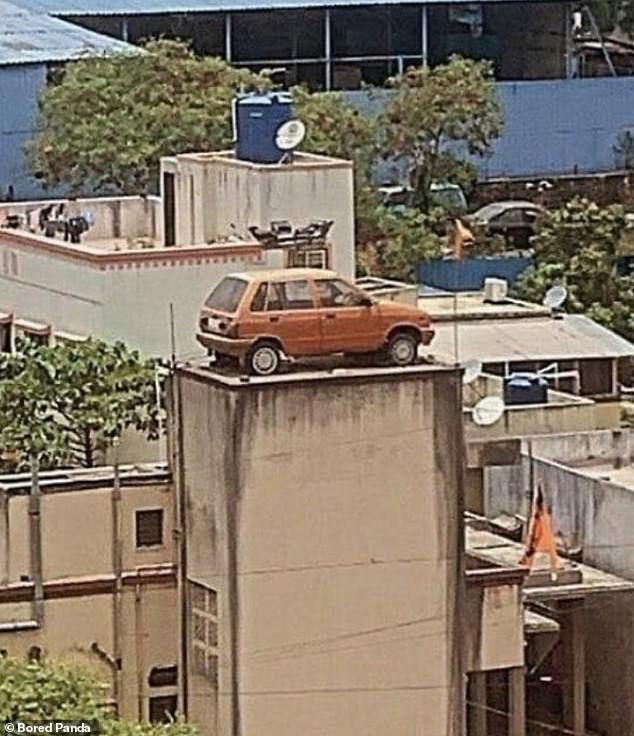 Including a random car on the roof of a building, which will make you wonder how it got there in the first place