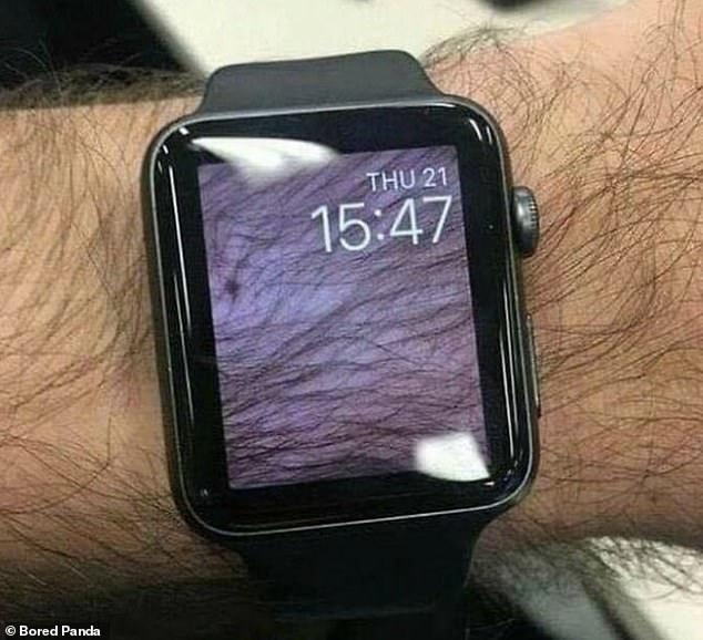 Another person confused things by making the background of their watch an image of their wrist, making it appear transparent.