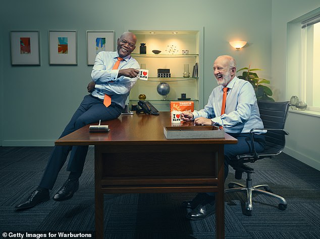 Special role: In the new two-minute advert, the Pulp Fiction star is seen looking towards the top job at the Warburtons company, alongside the bakery's real chairman, Jonathan Warburton.