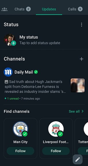 WhatsApp channels on Android