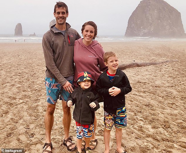 Jill and Derick share Israel, eight, Samuel, six, and Frederick, 14 months.  The couple are pictured here with their two eldest sons