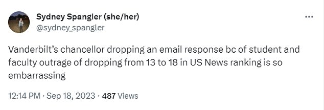 Online, people mocked Vanderbilt's chancellor and provost's email for complaining about changing methodology rather than making changes to accept low-income applicants.