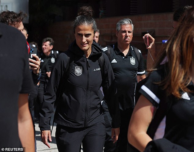 The team's new manager, Montse Tome (center), was also present at the meeting