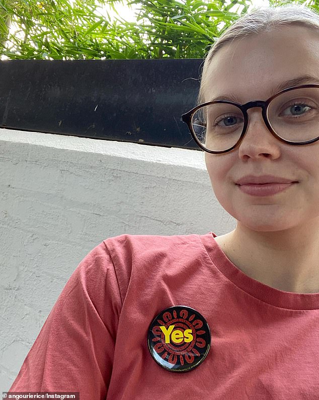 Rising Hollywood actress Angourie Rice, known for her roles in Spider-Man and Senior Year, shared a selfie with a badge 