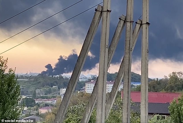 Huge plumes of black smoke billowed into the sky as the sun rose over Sochi this morning.