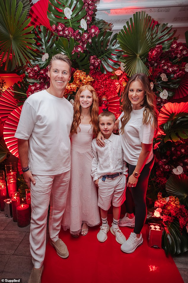 The Sweaty Betty founder revealed in June that she was leaving Sydney to live with her husband in Singapore.  The clan is seen here at Pixie's departure and birthday party.