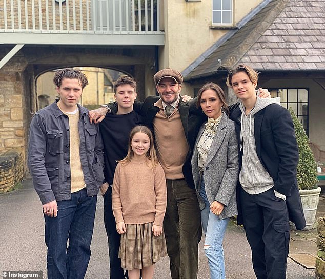 House: The Beckhams bought the house in Great Tew, near Chipping Norton, for £6.1 million in December 2016 when it was just three Grade II listed barns linked in a shaped pattern by E.