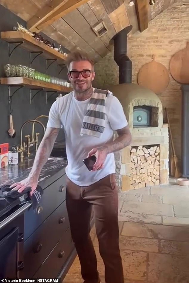 Sneak peek: Last month, David gave his fans a glimpse into their family kitchen on Instagram as he and his daughter Harper, 12, shared a cooking video.