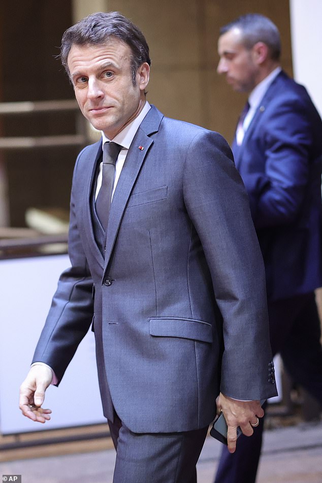 Emmanuel Macron at the European summit in Brussels yesterday