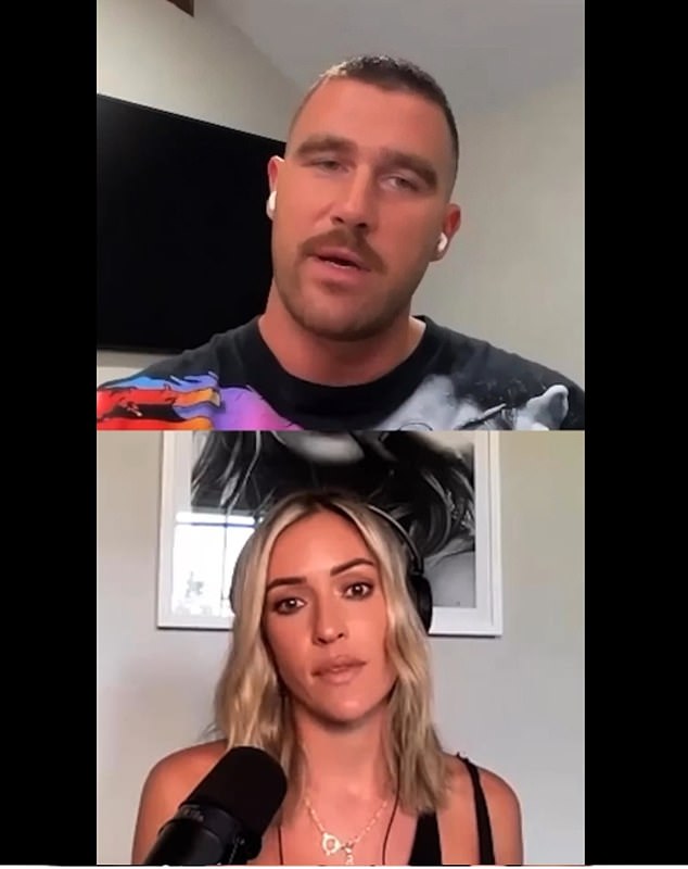 Kansas City Chiefs tight end Travis Kelce (top) revealed his biggest flaws on Kristin Cavallari's Let's Be Honest podcast (bottom), amid dating rumors with Taylor Swift.