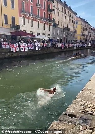 The canal was lined with Newcastle and England supporters as delighted supporters cheered on their man.