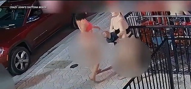 The horrific moment was captured on surveillance footage (photo) outside the Coyote Ugly Saloon on Seabreeze Boulevard.