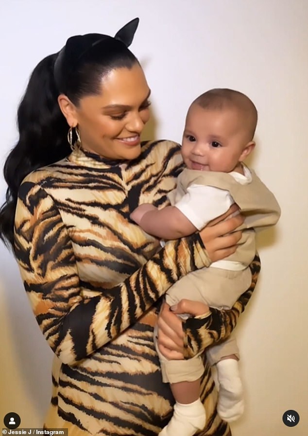 Cute: Earlier on Wednesday, she shared an adorable clip with her son Sky - who she shares with basketball player boyfriend Chanan Safir Colman - on her Instagram.