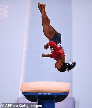 Surprise: Biles stunned onlookers when she rummaged through her safe — which is usually one of her strongest events — and she later revealed that was the result of the twists and turns.