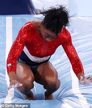 Surprise: Biles stunned onlookers when she rummaged through her safe — which is usually one of her strongest events — and she later revealed that was the result of the twists and turns.