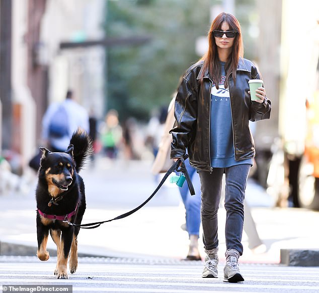 Gorgeous: The model's gorgeous brunette hair fell over her shoulders and chest as she stepped out