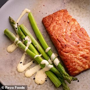 Revo's vegan salmon has a reasonably high content of 9.5 grams per 100 grams: less than normal salmon, which usually contains around 20 grams per 100 grams, but it's not negligible.